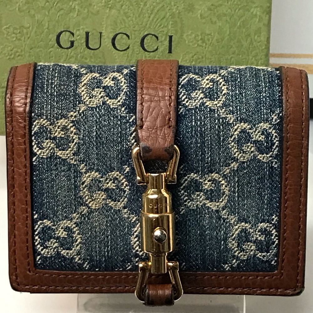 GUCCI Jackie 1961 Denim Compact Card Wallet 😍🔥